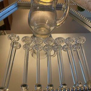 Glass Stir Sticks 7 With Small Glass Pitcher — Entertainment Quality